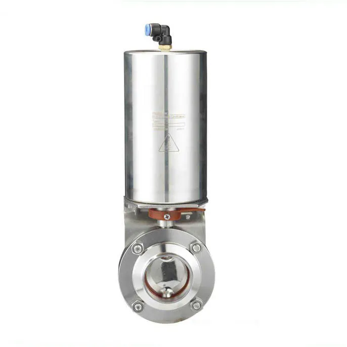 Sanitary Butterfly Valve 1 Inch Pneumatic Actuator Butterfly Valve DN25 Tri Clamp Stainless Steel Single