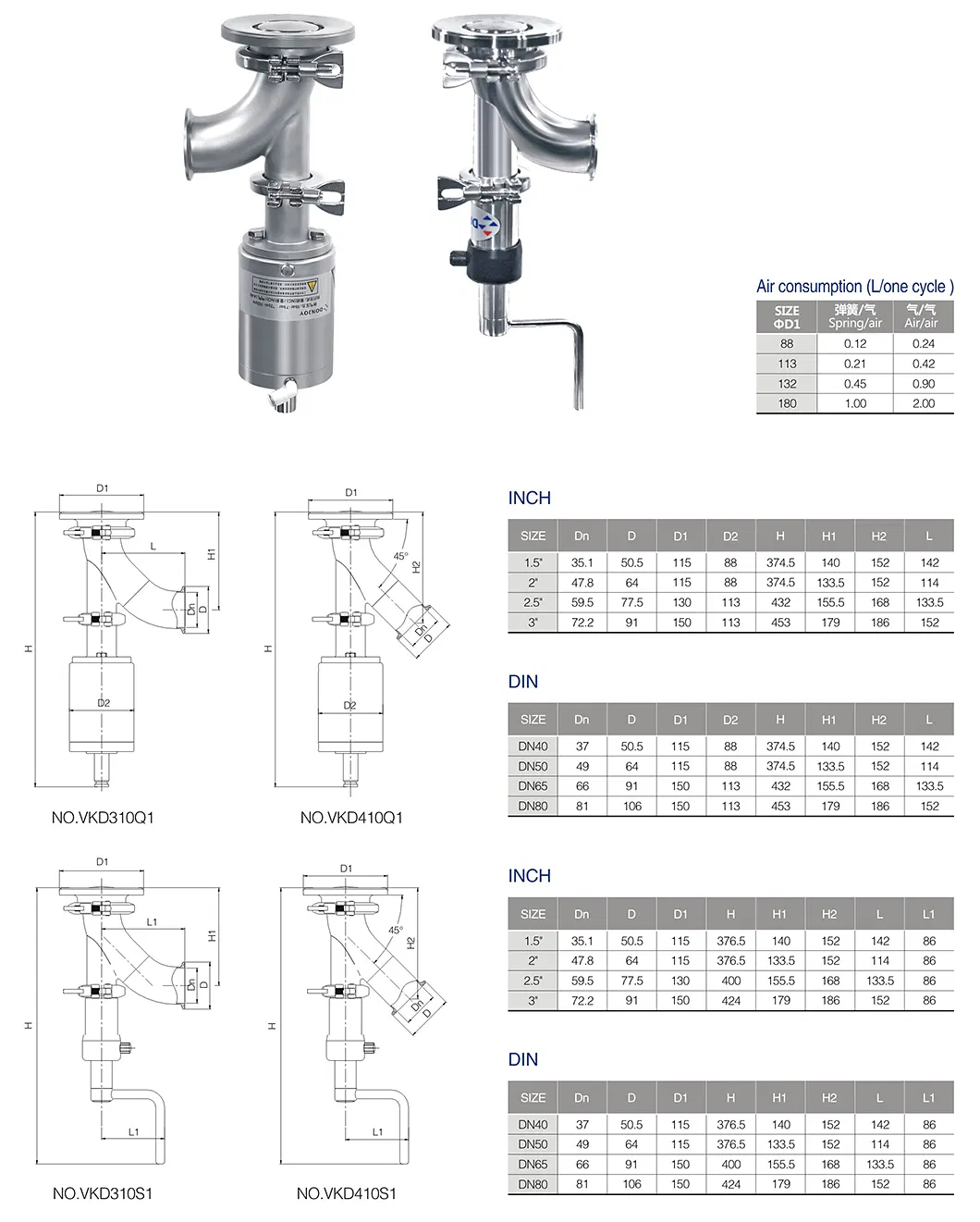 Donjoy Hygienic Stainless Steel Tank Bottom Valve with Elbow Connetctor